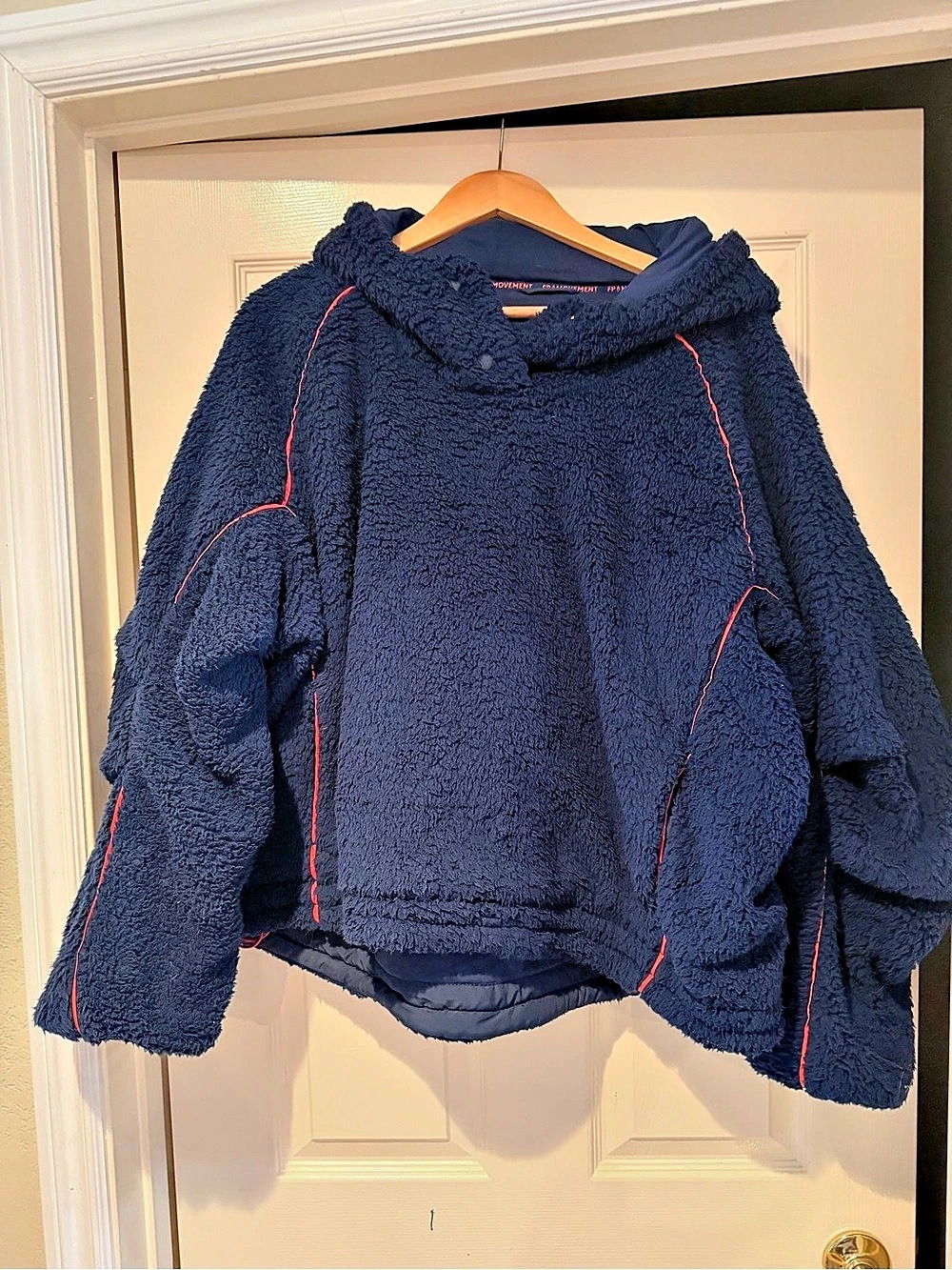 FP Movement Free Flow Fleece Hoodie Teddy Jacket Blue Medium NWOT